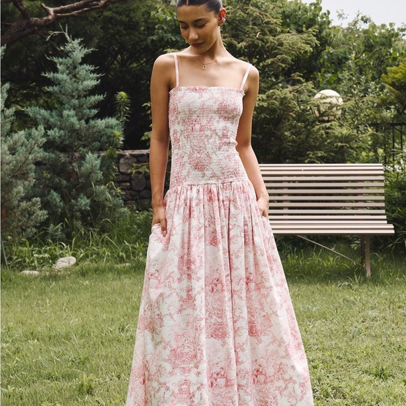 Nothing Fits But Crete Maxi Dress - Floral Pink Toile - Maternity - Picture 1 of 8